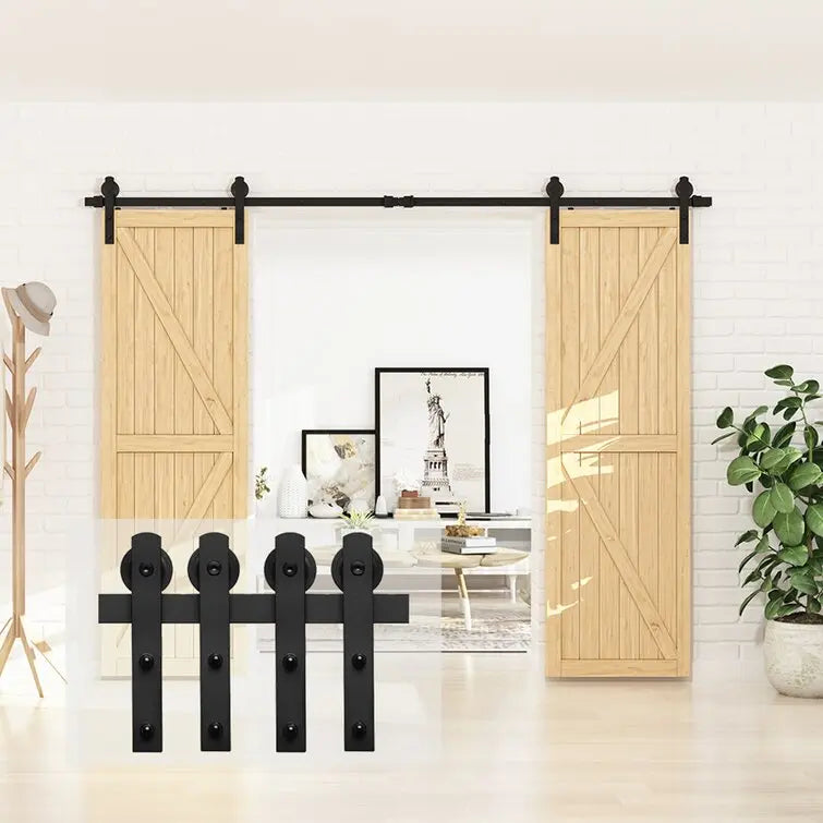 Barn Door Track Kit for Double Door (No Door) by HAUSVITA