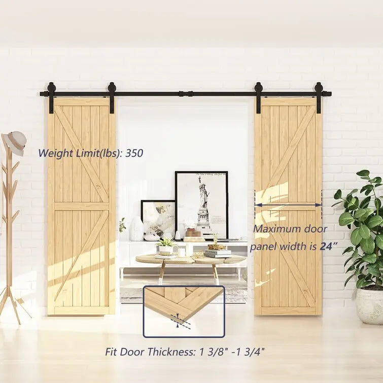 Barn Door Track Kit for Double Door (No Door) by HAUSVITA