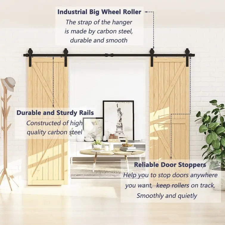 Barn Door Track Kit for Double Door (No Door) by HAUSVITA