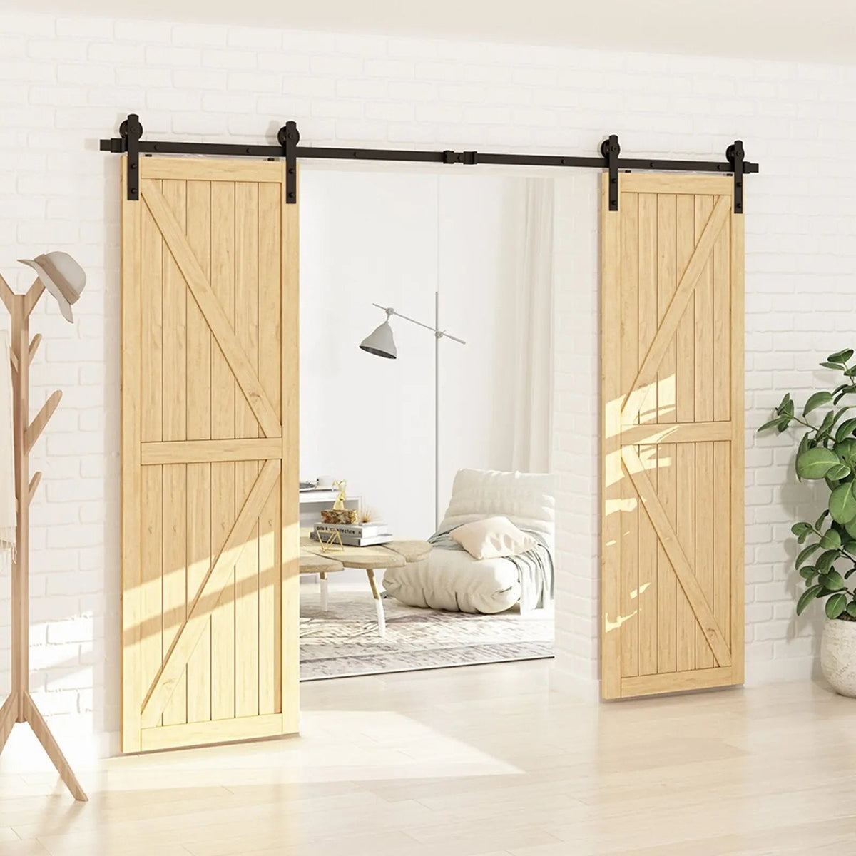 Barn Door Track Kit for Double Door (No Door) by HAUSVITA
