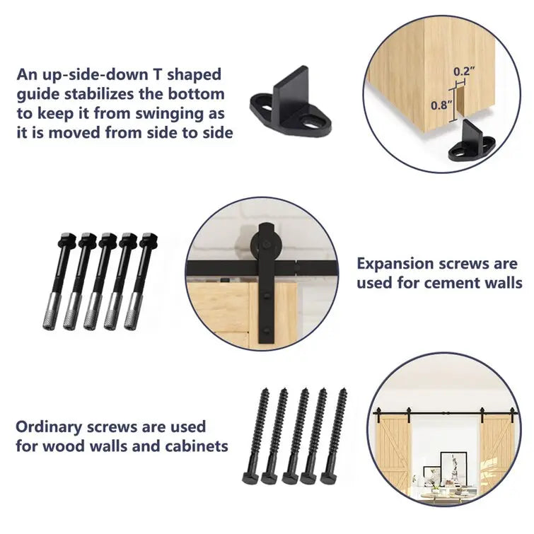Barn Door Track Kit for Double Door (No Door) by HAUSVITA