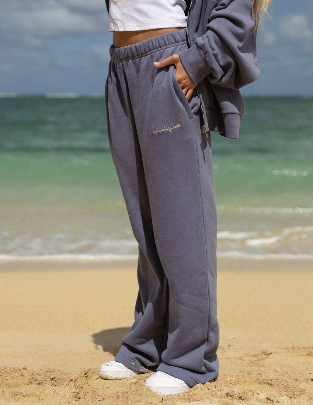 Basics Plum Wide Leg Sweatpant by Elevated Faith