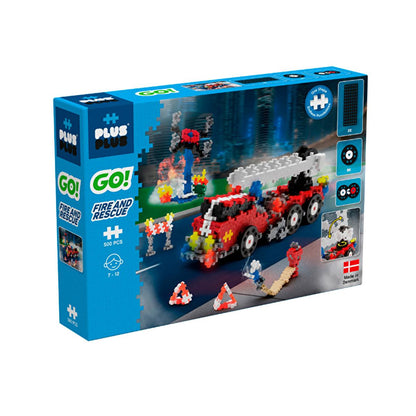 Plus Plus Construction Toy Set - 500 Piece Fire Department Themed Educational Building Blocks for Kids - Enhances Creativity, Fine Motor Skills, and Problem-Solving by Beauty Care Bag