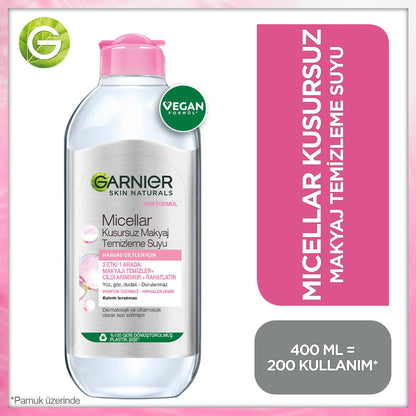 Garnier Micellar Makeup Remover Water - Gentle, Effective Cleansing for Sensitive Skin - 400ml by Beauty Care Bag