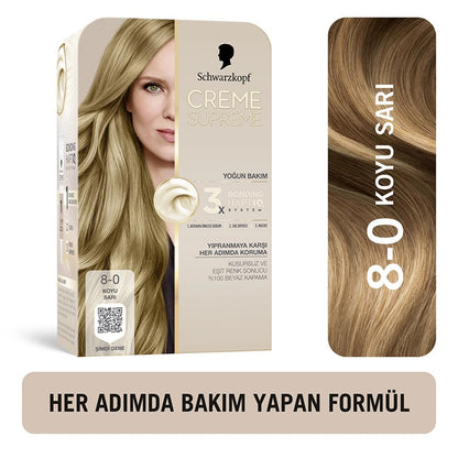 Schwarzkopf Creme Supreme Hair Color 8-0 Dark Blonde by Beauty Care Bag