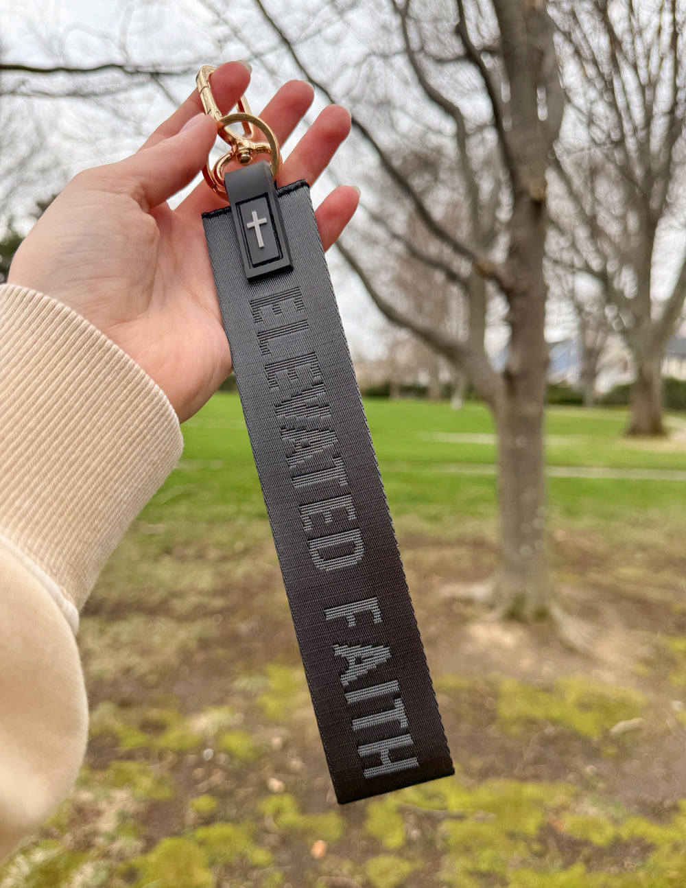 Black Oversized Logo Keychain by Elevated Faith