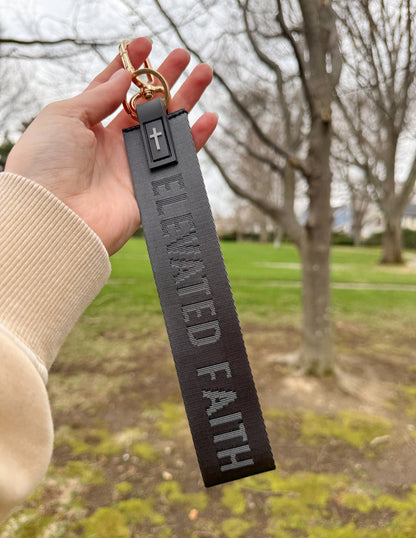 Black Oversized Logo Keychain by Elevated Faith
