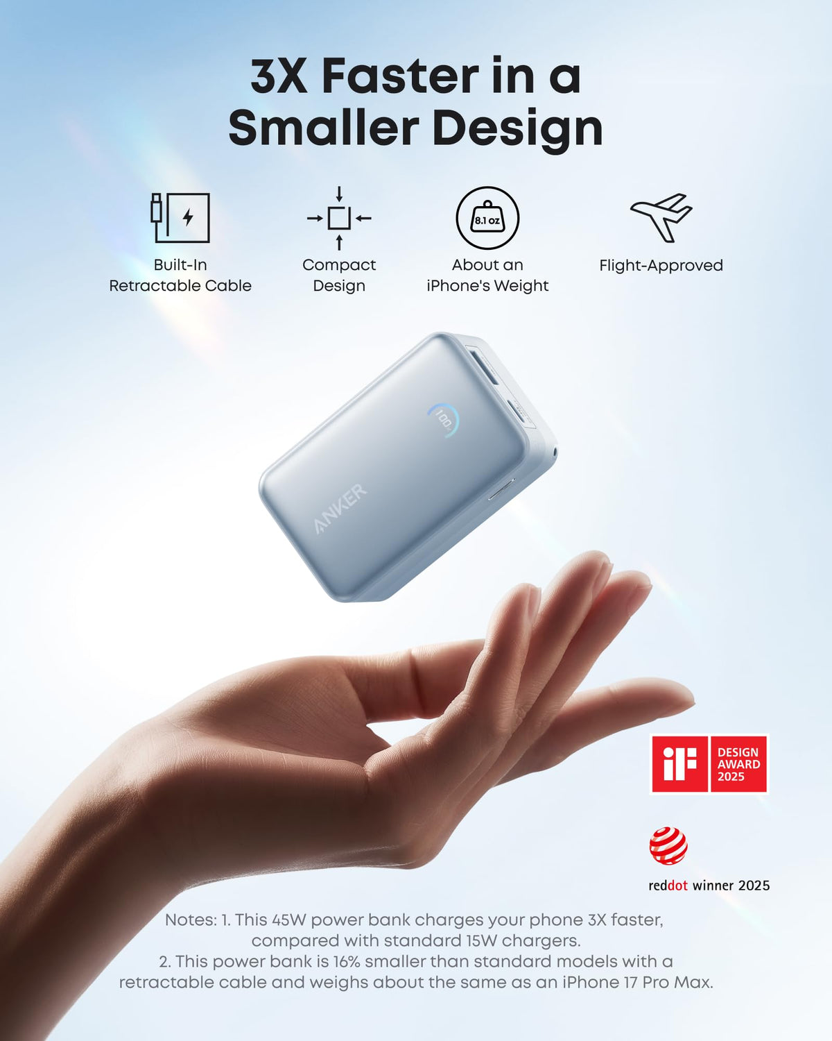 Anker Nano Power Bank (10K, 45W, Built-In Retractable USB-C Cable) by Anker