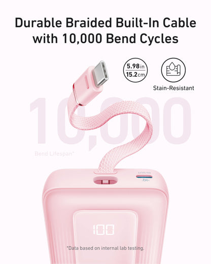 Anker Zolo Power Bank (10K, 30W) with a 5.4-inch (13.7 cm) built-in USB-C cable. by Anker