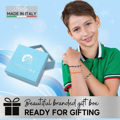 UNICORNJ Sterling Silver 925 Engravable ID Bracelet Figaro Chain for Boys Girls with Enamel Charm 6.5" by Massete