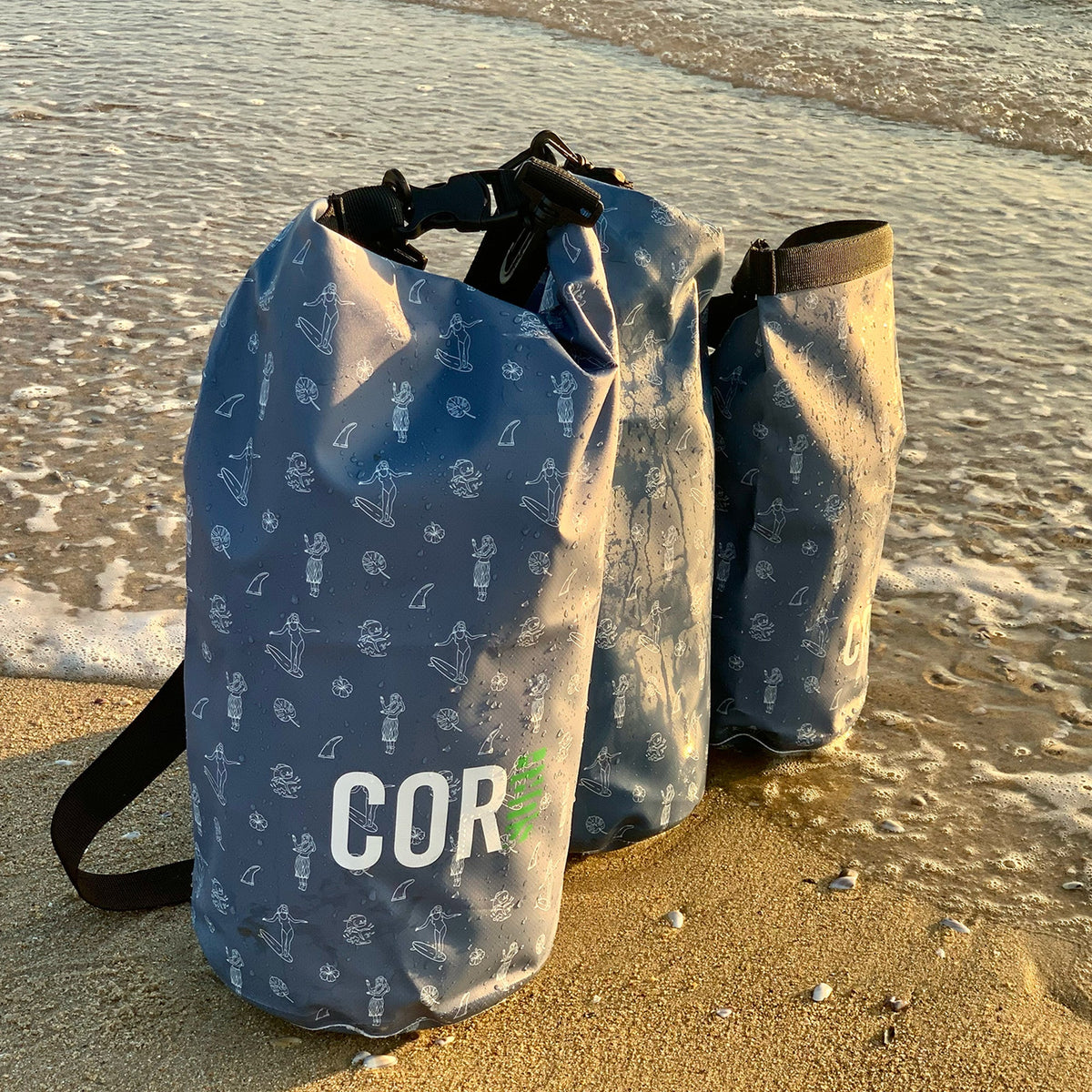 Dry Bags (Hawaiian Print): 3L, 5L, 10L, 15, and 3-Packs by COR Surf