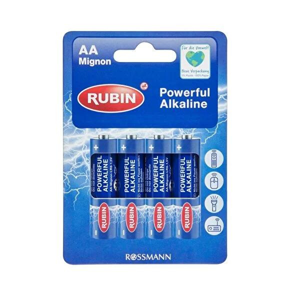 Rubin Alkaline AA Batteries 1.5V 4-Pack - Long-Lasting Power for Your Devices by Beauty Care Bag
