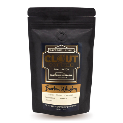 Bourbon Barrel Aged Colombian Coffee, 4oz Sample by Clout Coffee