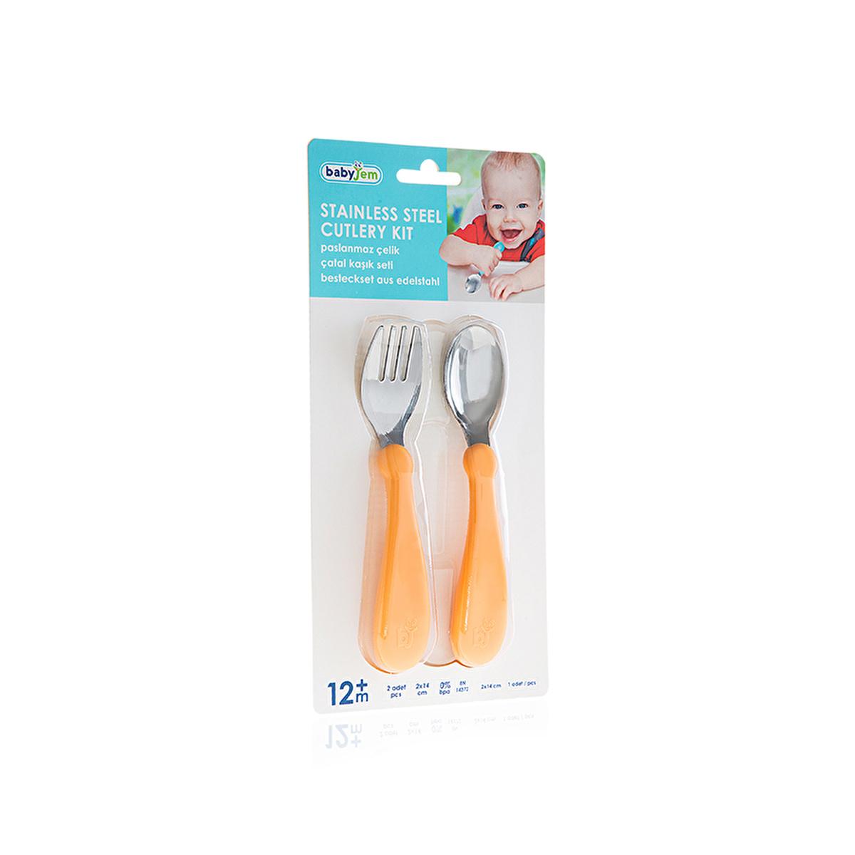 Babyjem Stainless Steel Baby Utensil Set - BPA Free, Ergonomic Design for Independent Eating by Beauty Care Bag