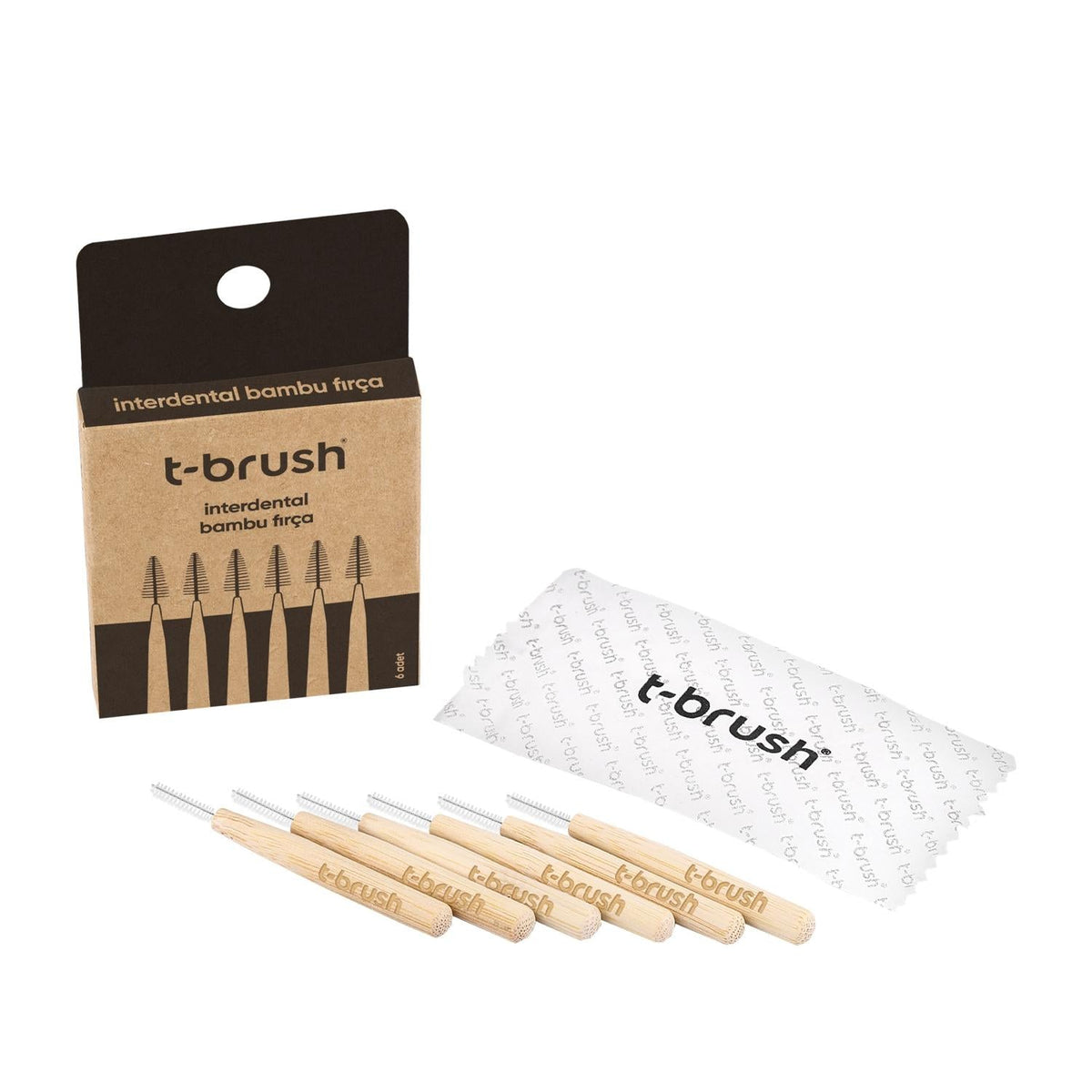 T-Brush Bamboo Interdental Brushes Set of 6 - Eco-Friendly Oral Hygiene Solution for Effective Interdental Cleaning by Beauty Care Bag