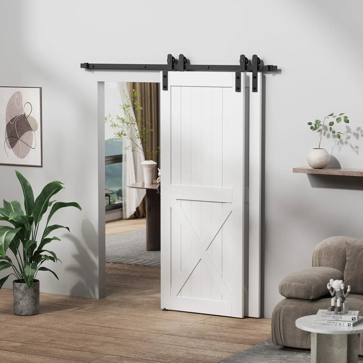 Bypass Sliding Barn Door Hardware Kit Basic I Pulley (No Door) by HAUSVITA