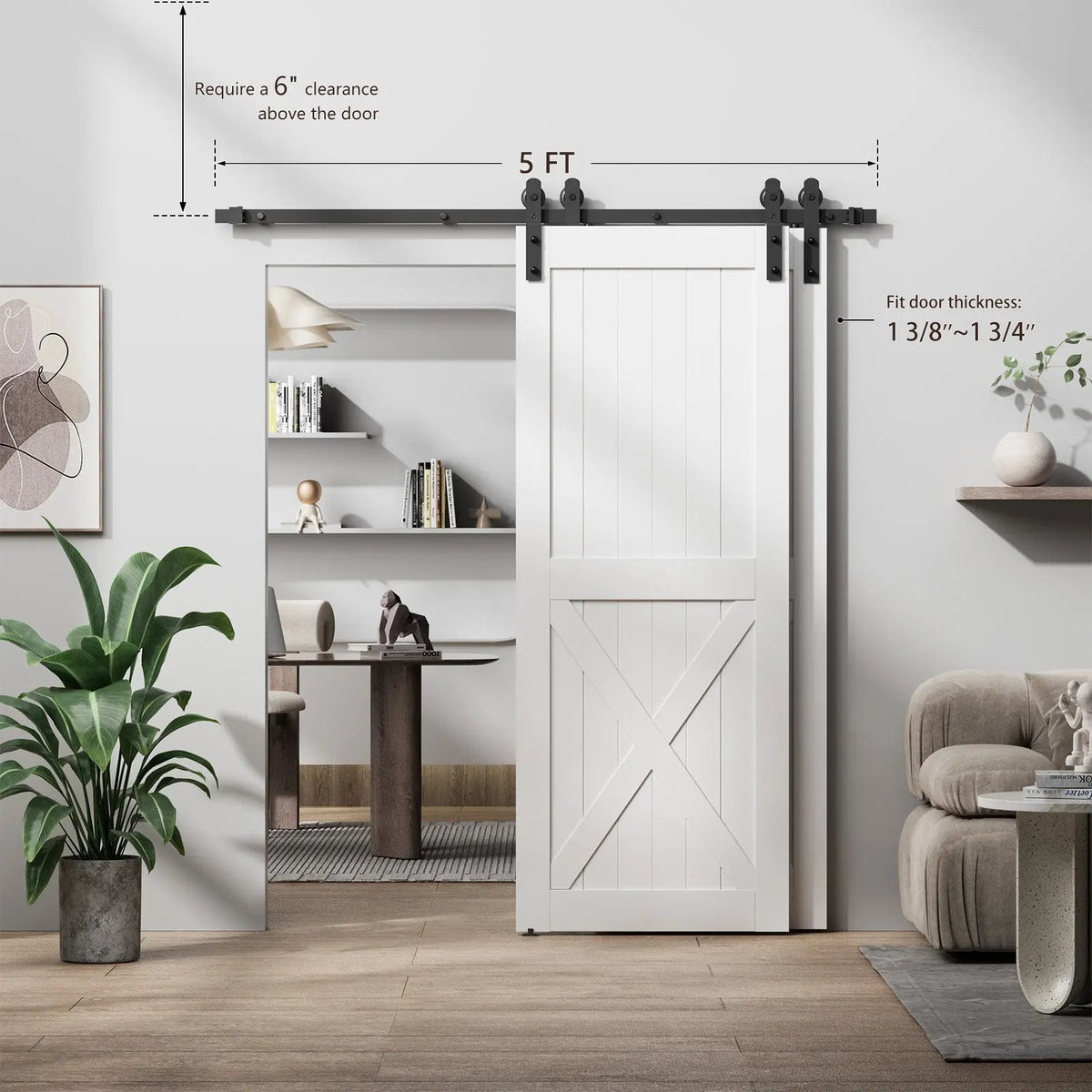 Bypass Sliding Barn Door Hardware Kit Basic I Pulley (No Door) by HAUSVITA