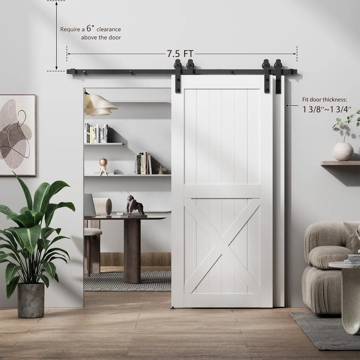 Bypass Sliding Barn Door Hardware Kit Basic I Pulley (No Door) by HAUSVITA