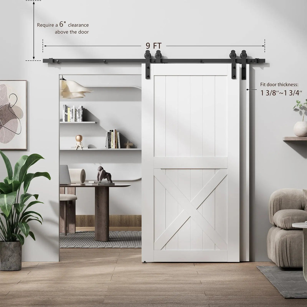 Bypass Sliding Barn Door Hardware Kit Basic I Pulley (No Door) by HAUSVITA