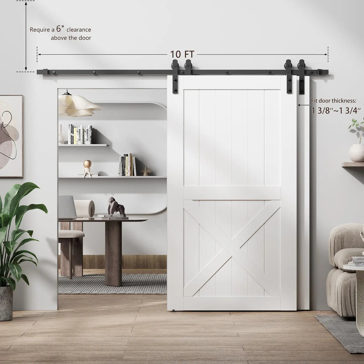 Bypass Sliding Barn Door Hardware Kit Basic I Pulley (No Door) by HAUSVITA
