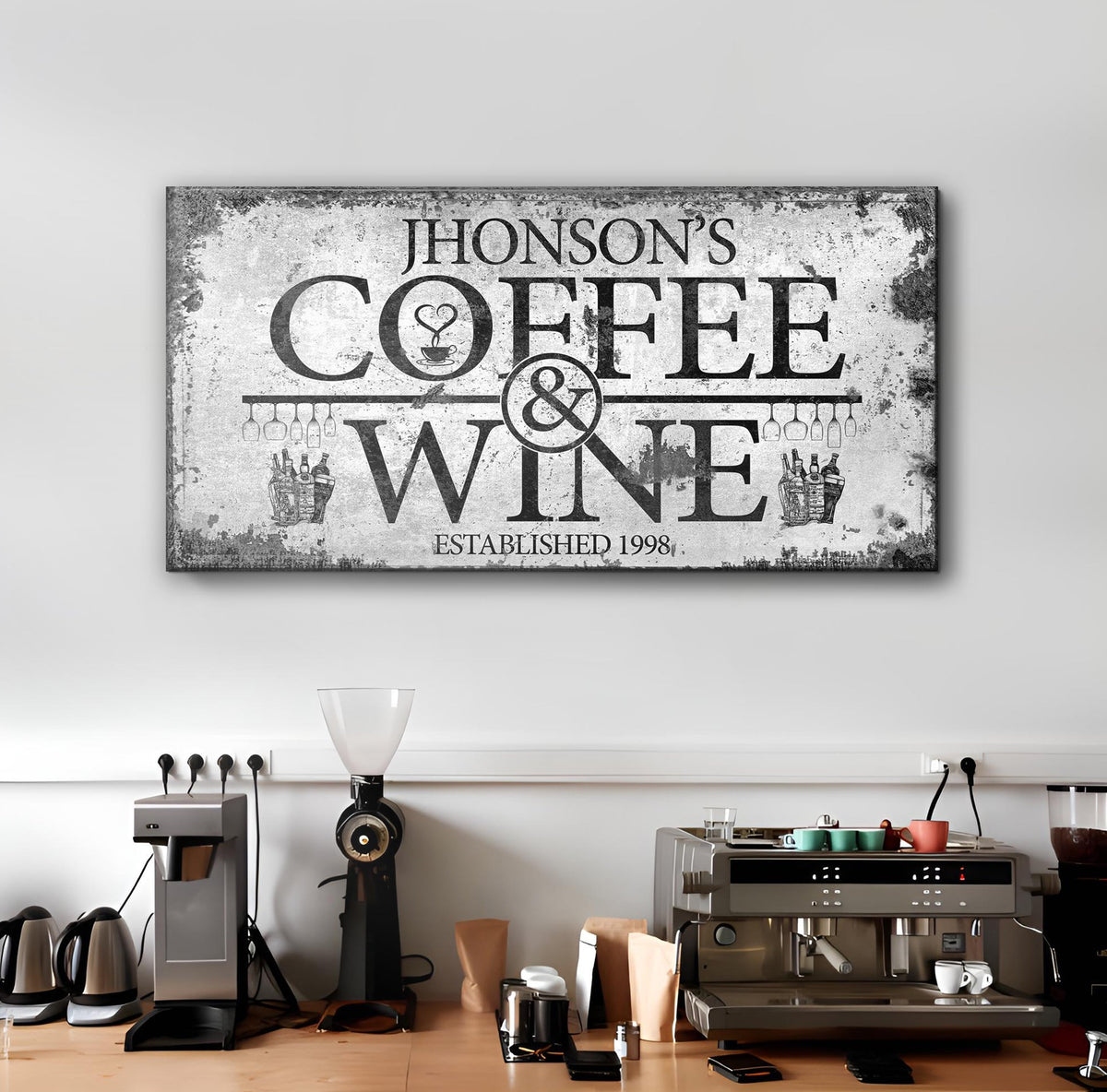 Coffee and Wine Sign by Tailored Canvases