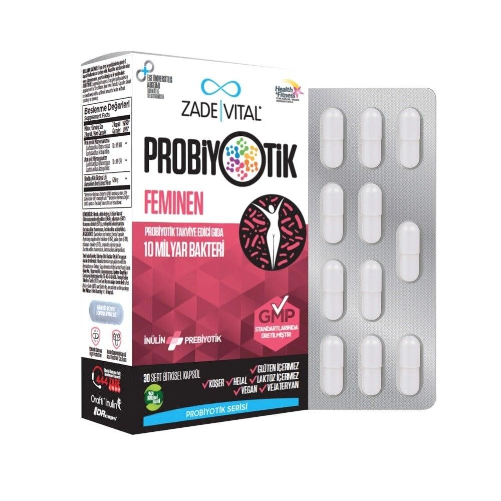 Zade Vital Probiyotik Feminen Probiotic Dietary Supplement for Women's Health - 30 Capsules by Beauty Care Bag