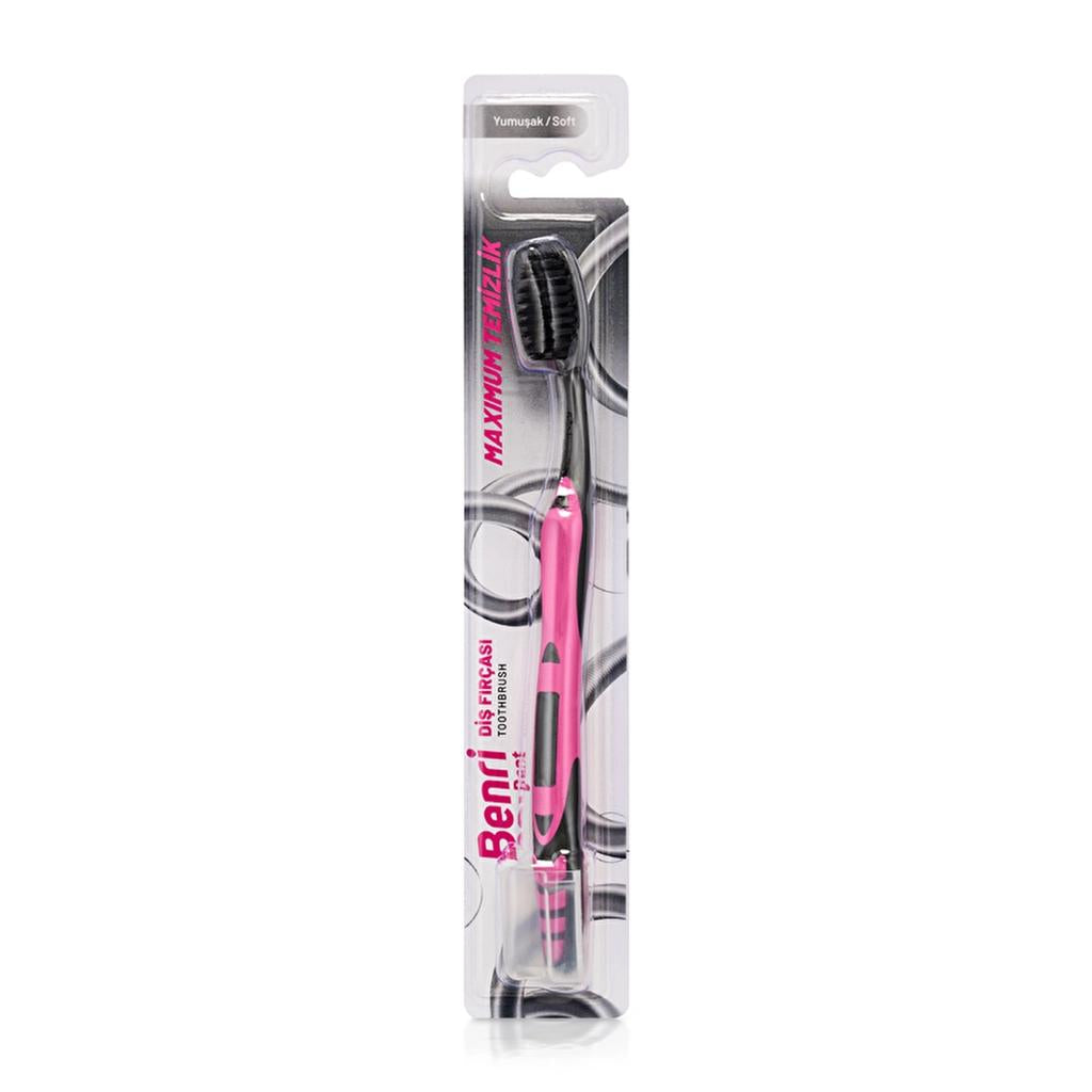 Benri Dent Charcoal Soft Toothbrush for Gentle Cleaning by Beauty Care Bag