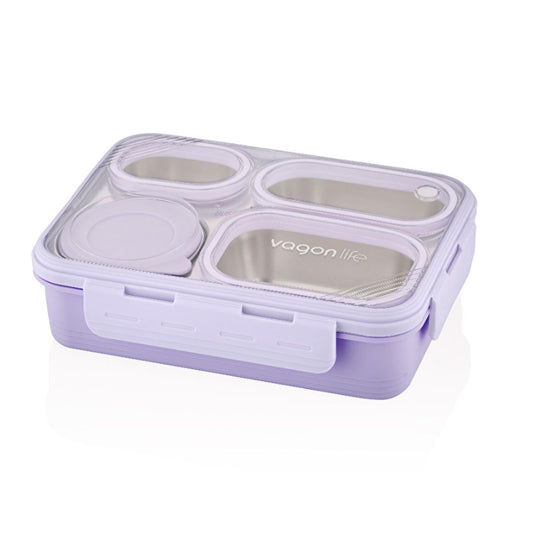 Vagon Life 800ml Stainless Steel Lunch Box - Leakproof Bento Box for Meal Prep, Dishwasher Safe Food Container by Beauty Care Bag