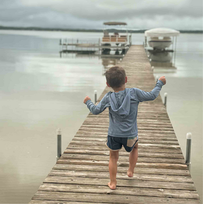 Dusty blue UV resistant shirt by Keep the Littles Wild