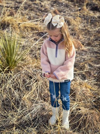 Blush Pink Sherpa Pullover - Fuzzy Warm Comfort Sweatshirt by Keep the Littles Wild