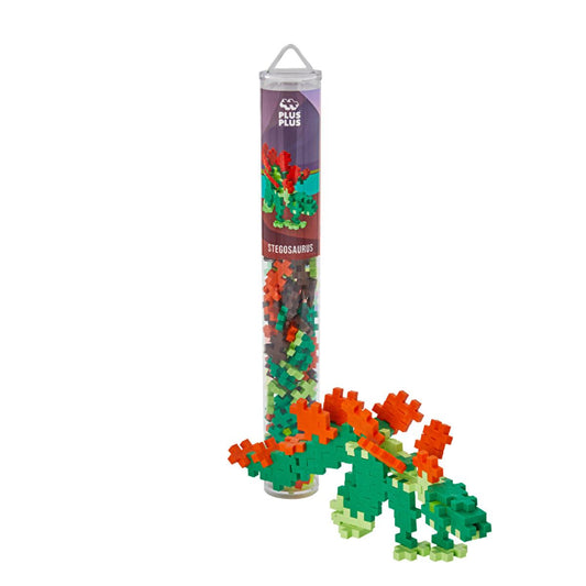 Plus Plus Construction Toy Stegosaurus 100 Piece Set - Creative Building Blocks for Kids, Educational Toy Made in Denmark by Beauty Care Bag