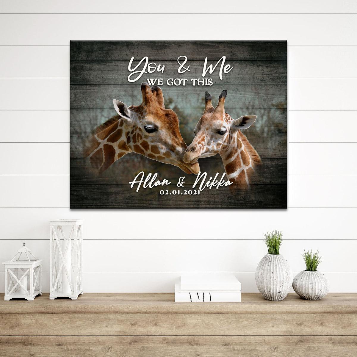 We Got This Couple Giraffe Sign by Tailored Canvases