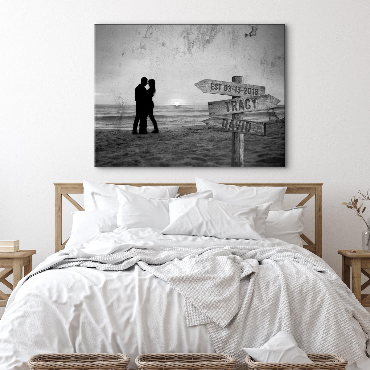 Monochrome Sunset Couple Sign by Tailored Canvases