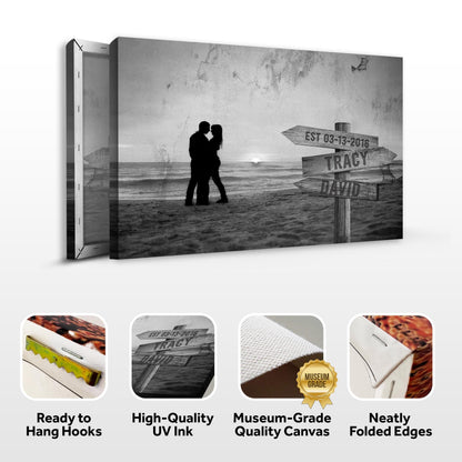Monochrome Sunset Couple Sign by Tailored Canvases