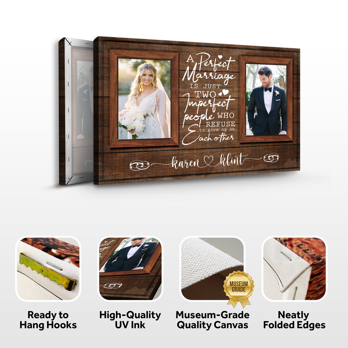 A Perfect Marriage Is Just Two Imperfect People Sign by Tailored Canvases