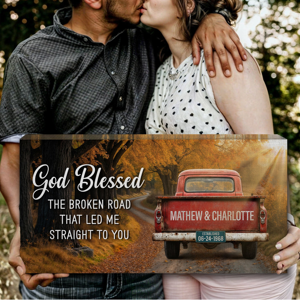 Custom Vintage Truck Couple Sign II by Tailored Canvases