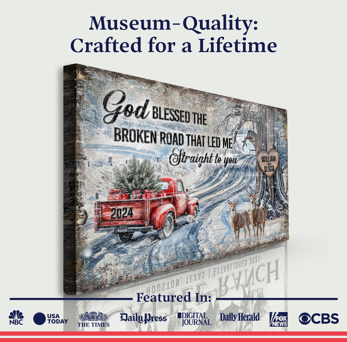 Personalized God Blessed The Broken Road Christmas Sign by Tailored Canvases