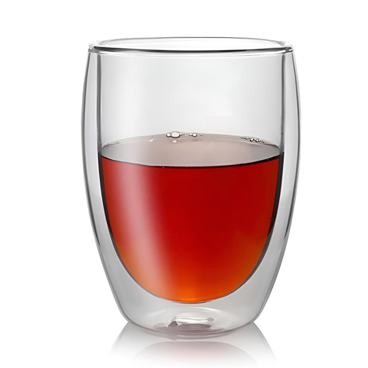 Lia Double-Walled Glass Mug 350ml - Vacuum Insulated, Borosilicate Glass, Eco-Friendly Coffee Mug by Beauty Care Bag