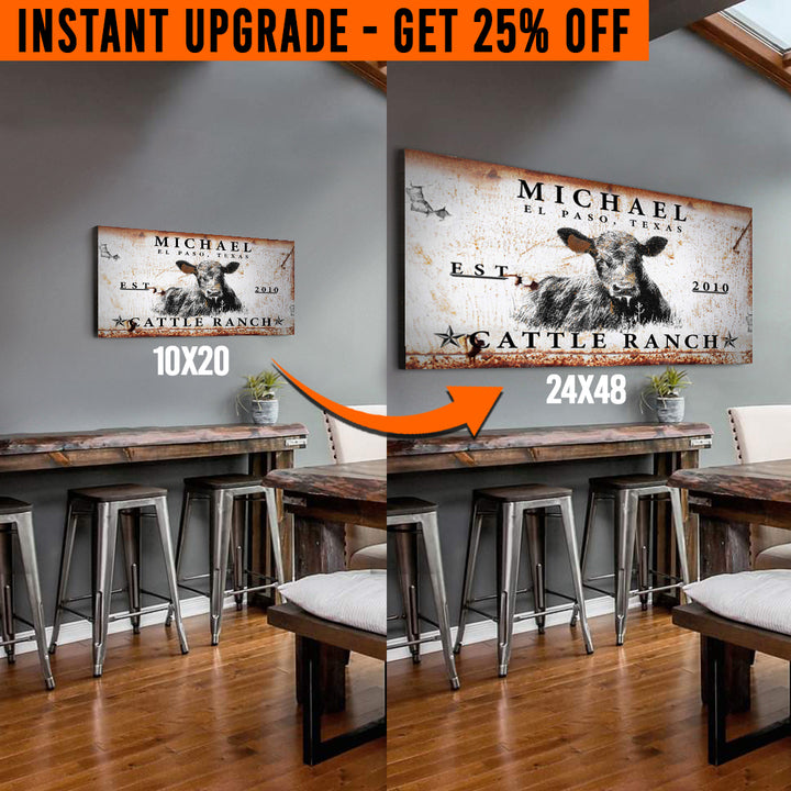 Upgrade Your 'Cattle Ranch' (Style 1) Canvas To 24x48 Inches (Free Shipping) by Tailored Canvases