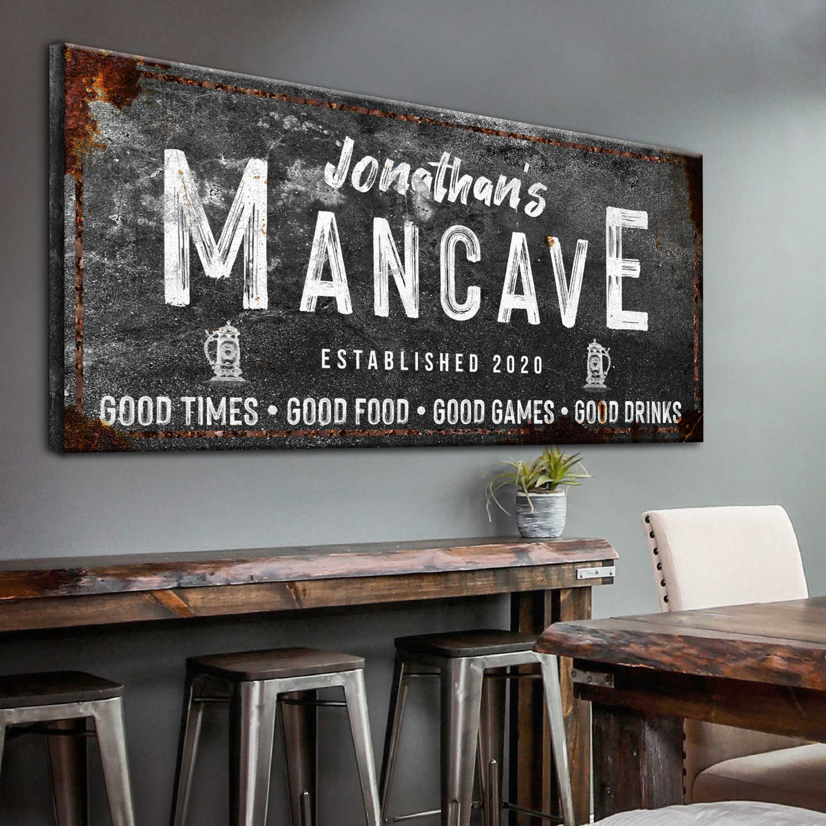 Good Times Man Cave Sign by Tailored Canvases