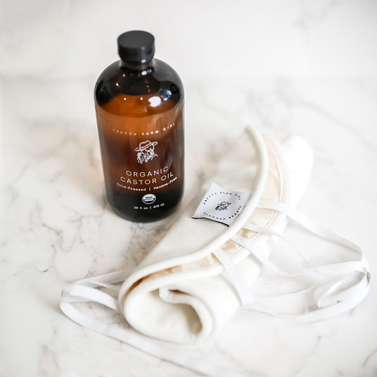 Organic Pure Castor Oil + Cloth Pack Bundle by Pretty farm girl
