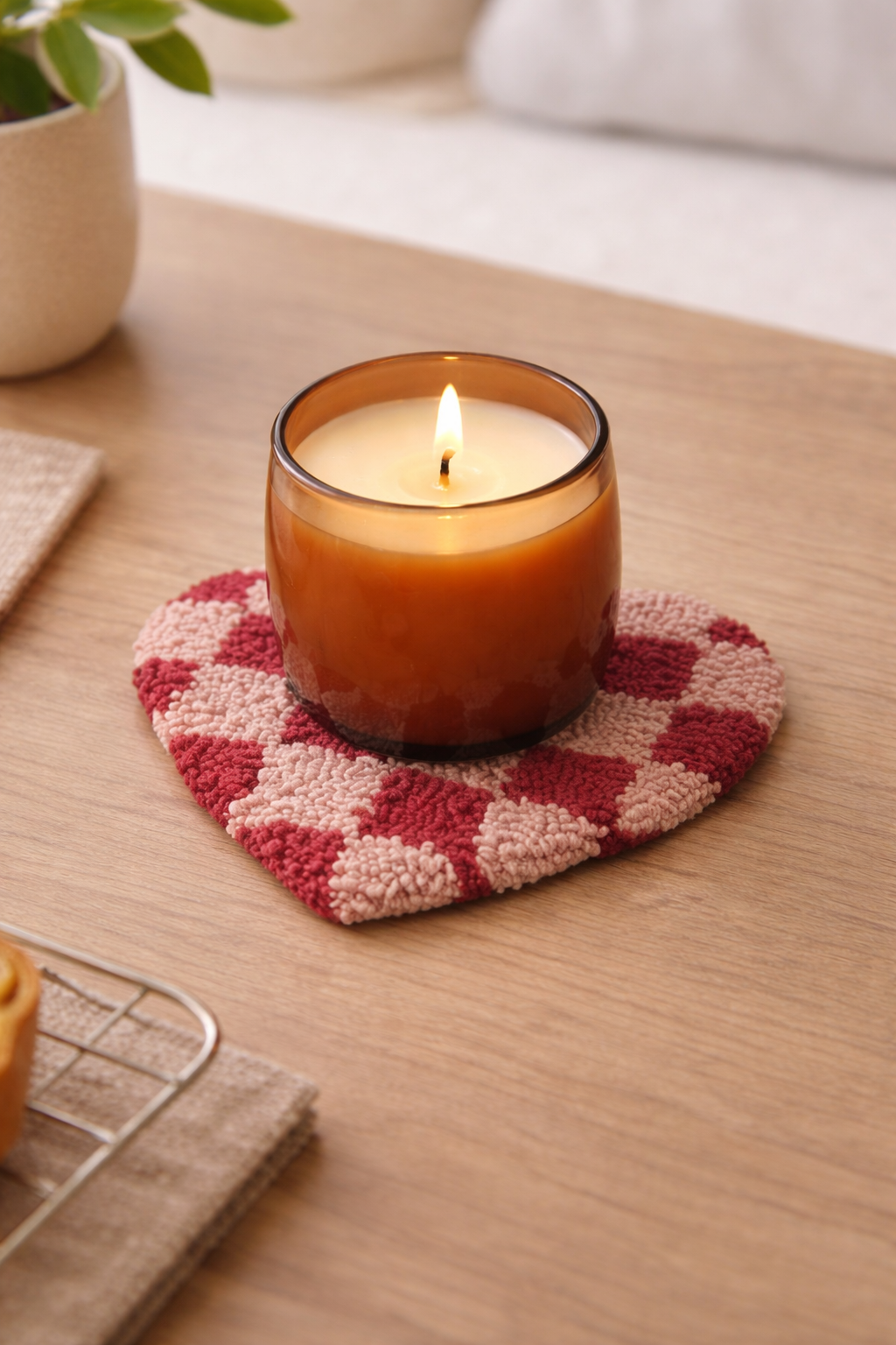 Tufted Cotton Heart Trivet by Rust & Cinder