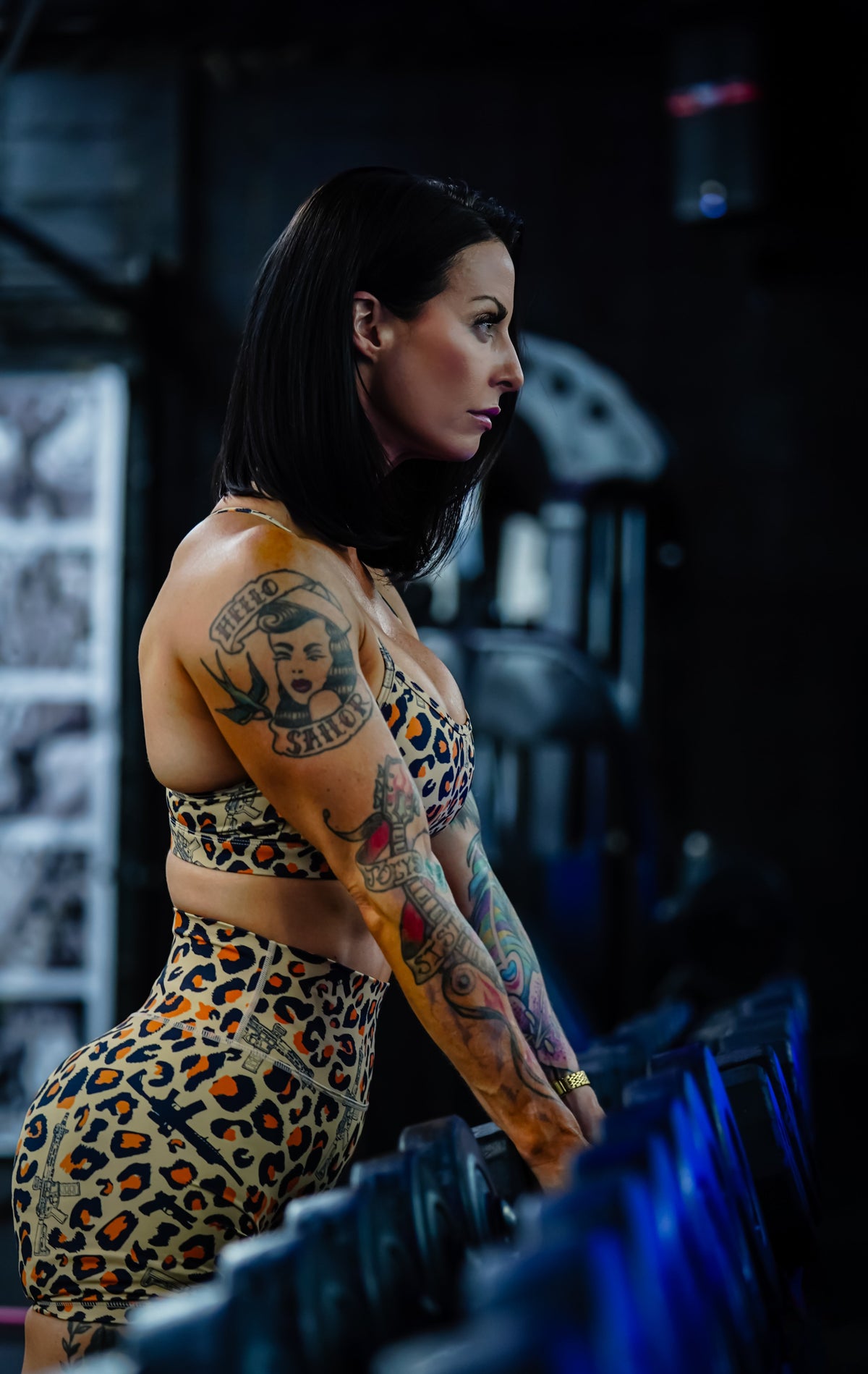 Women's High-Waisted Seamless Front Compression Training Shorts | Loaded Leopard by Tango Charlie Apparel