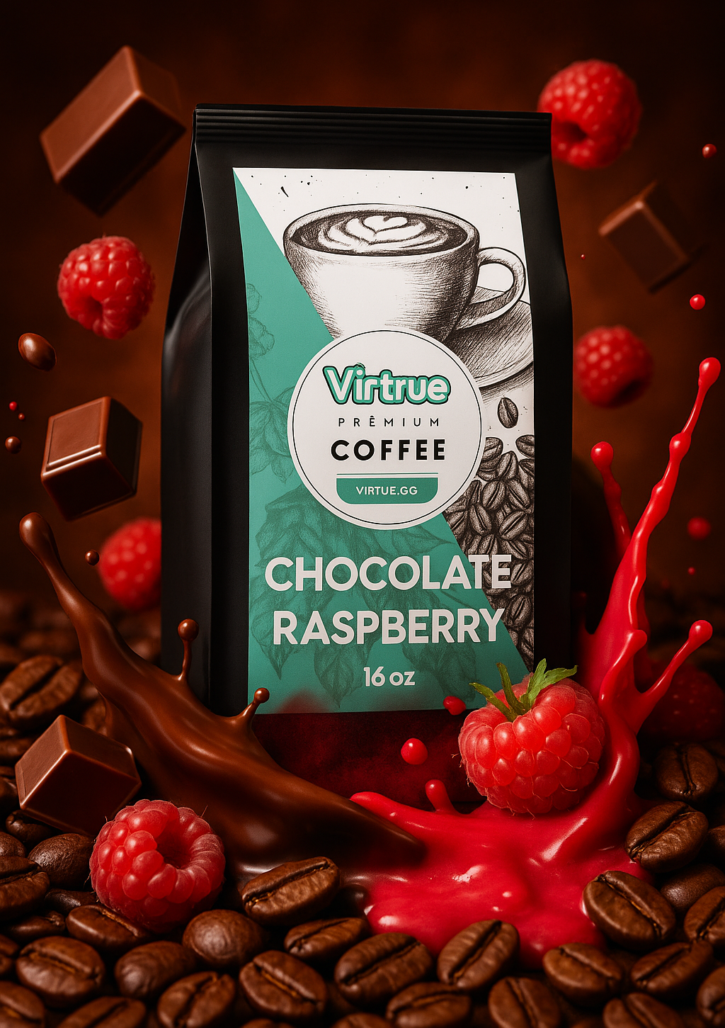 Chocolate Raspberry flavored coffee, 16 oz bag