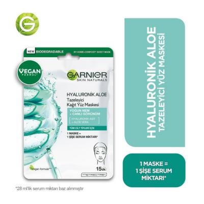 Garnier Hyaluronic Aloe Vera Hydrating Face Mask - Refreshing & Revitalizing Sheet Mask for Dry Skin, Intense Moisture & Soothing Comfort by Beauty Care Bag