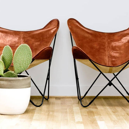 The Cognac Vintage Butterfly Chair by Classy Leather Bags