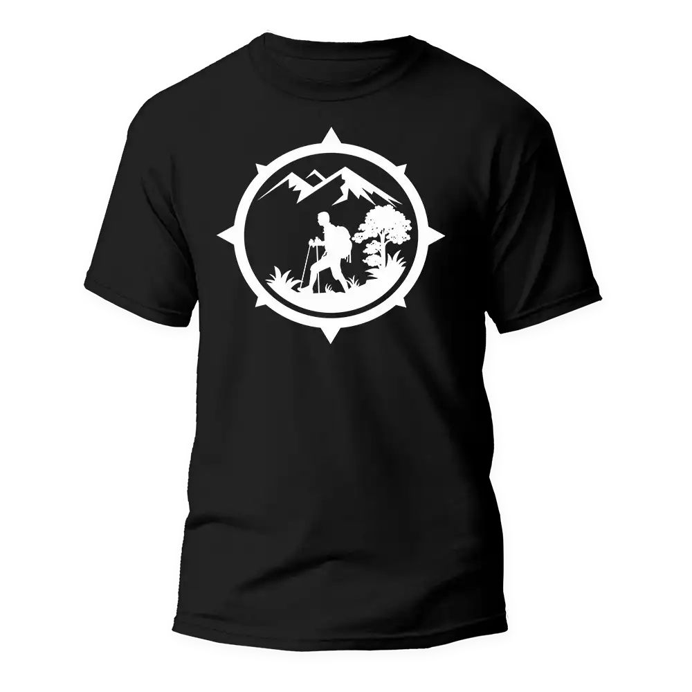 Hiking Mountain Compass Man T-Shirt by Outdoorzees