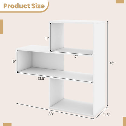Convex Bookshelf with 3 Open Shelves and Anti-Tip Device by DirectDeals