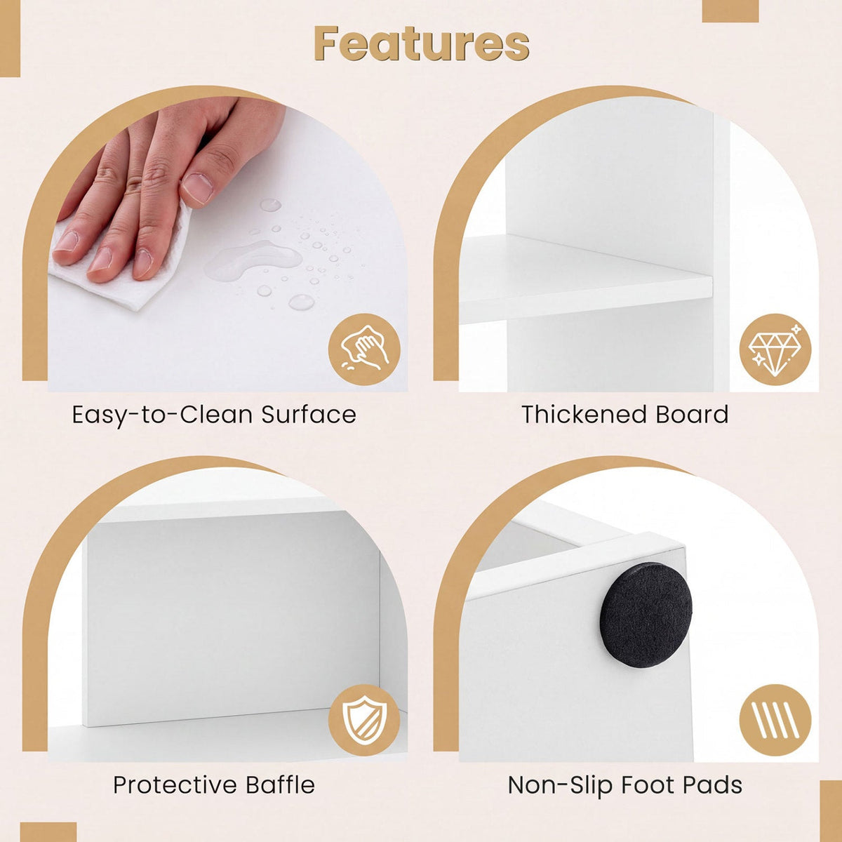 Convex Bookshelf with 3 Open Shelves and Anti-Tip Device by DirectDeals
