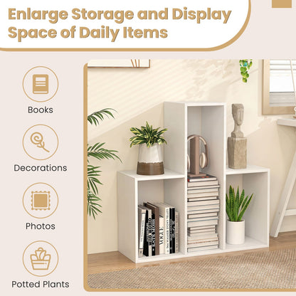 Convex Bookshelf with 3 Open Shelves and Anti-Tip Device by DirectDeals